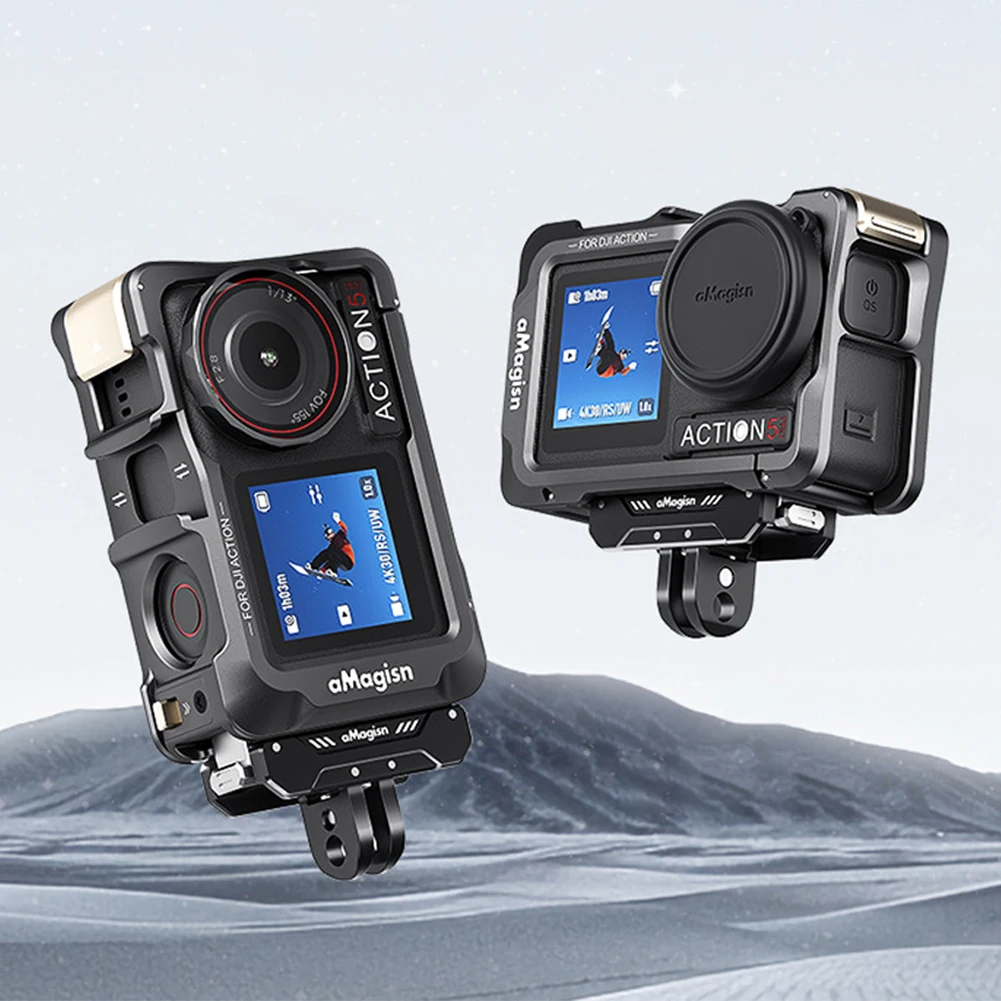 Funda de marco de aleación de aluminio para DJI Action 5 Pro/4/3, jaula de Metal, montaje de liberación rápida con cubierta de lente, accesorios de marco protector - imagen 2