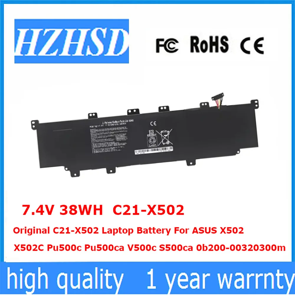 7,4 V 38WH C21-X502 nueva batería del ordenador portátil para ASUS X502 X502C Pu500c Pu500ca V500c S500ca 0b200-00320300m
