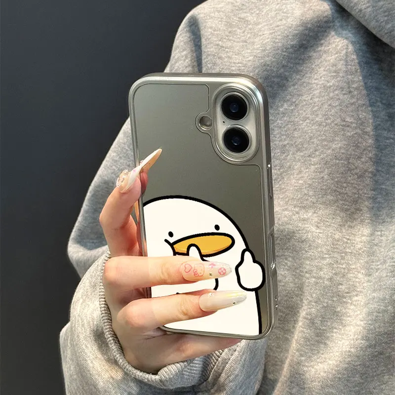 El pato que dio un pulgar hacia arriba para iPhone11/12/13/14/15/16/17 Pro Max AIR PLUS funda de teléfono con espejo epoxi TPU anticaída - imagen 5