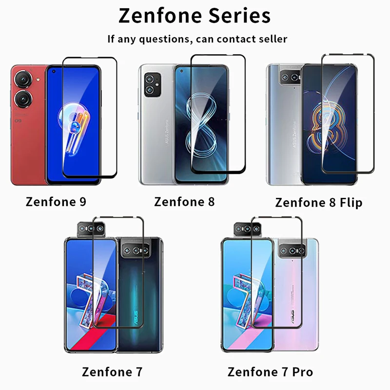 Vidrio Protector para Asus Zenfone 9, Protector de pantalla completo Zenfone 9 8 Flip 7, película de vidrio templado OLEOFÓBICO - imagen 4