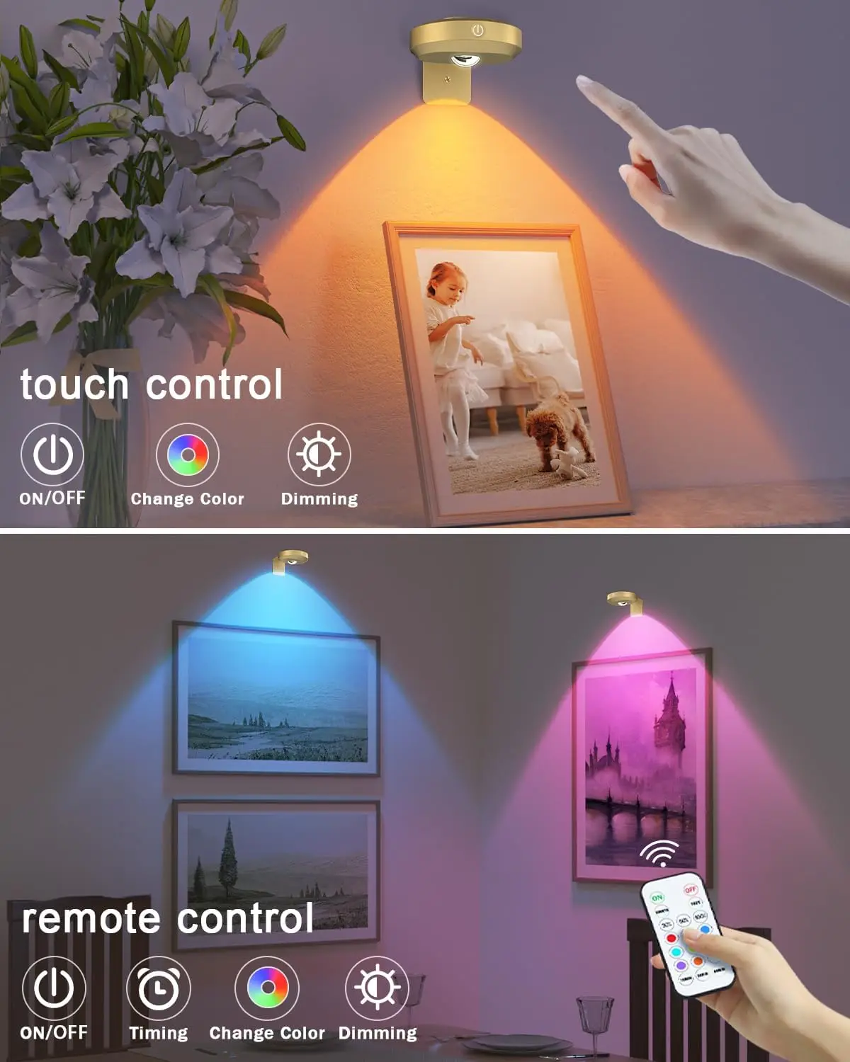 WILLED 3 uds luces de imagen inalámbricas para luz de disco de pared con control remoto batería recargable de 1200mAh luz de pantalla artística para pintar - imagen 5