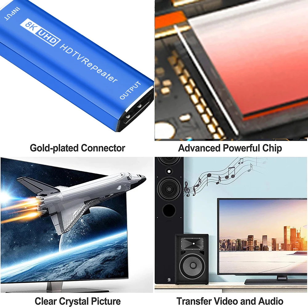 Amplificador de señal 8K Compatible con HDMI, adaptador extensor hembra a hembra de 30M, 4K, 60Hz, Conector de extensión de Cable 2,1 - imagen 4