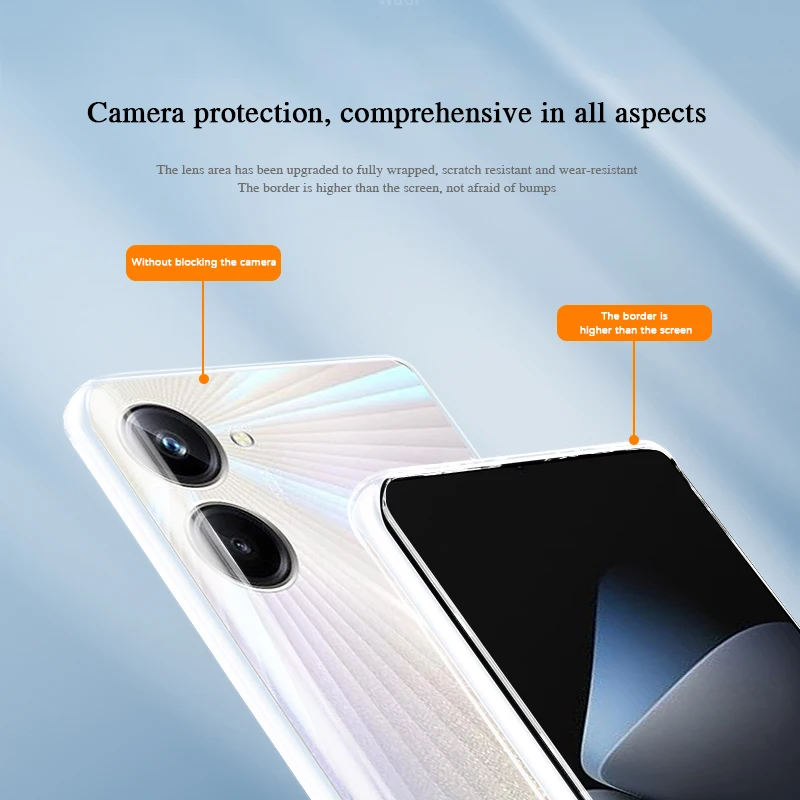 Funda de teléfono transparente de TPU para OPPO Realme 10 Pro Plus Pro + 10T 10S 5G, Funda protectora de lente de silicona suave y fina transparente - imagen 5