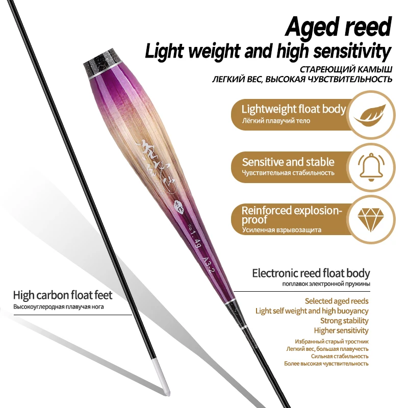 3 uds flotador de caña cuerpo de flotador de pie + 3 uds tubos + 1 ganchos de bolsa + 1 flotador cuerpo de boya luminosa sin cola sin batería CR425 aparejos de pesca - imagen 2