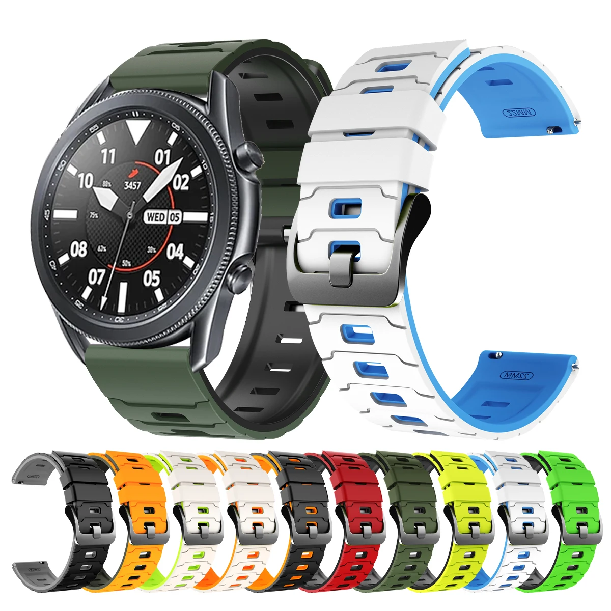 Correa de silicona de 22mm para Samsung Galaxy Watch 46mm/3 45mm/Gear S3 correa de reloj para Huawei Watch 5 4/GT 6 5 Pro GT 6 5 4 pulseras