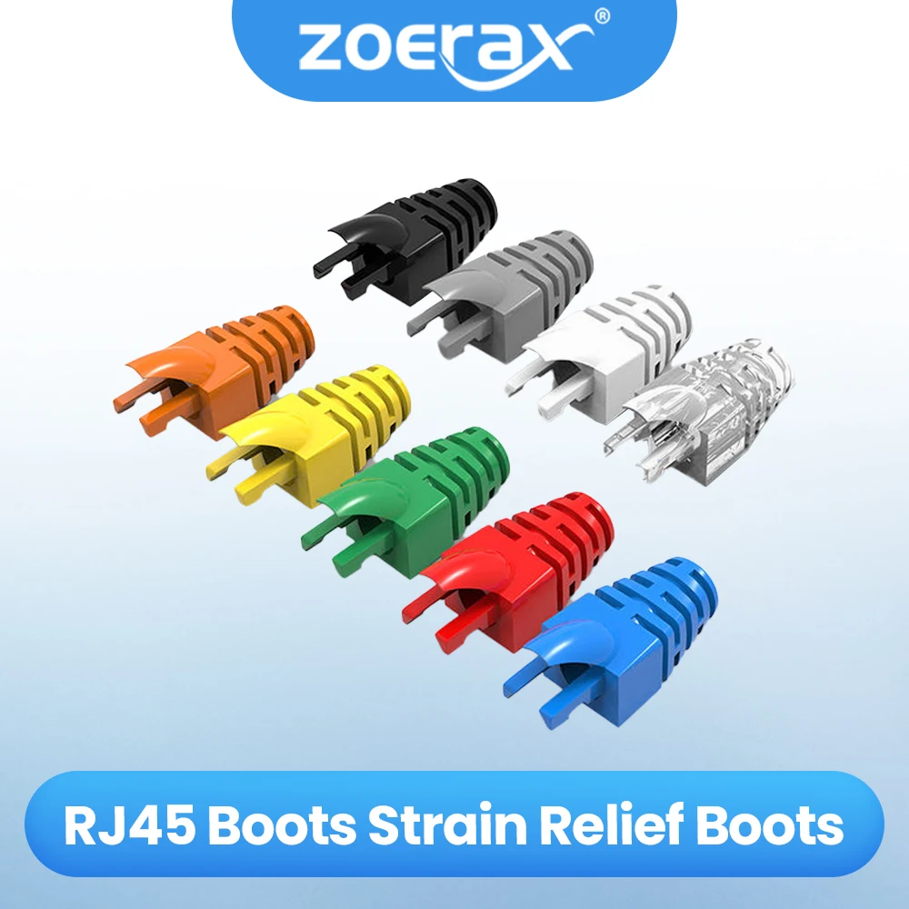 ZoeRax 50 Uds Cat5E CAT6 RJ45 Cable de red Ethernet botas de alivio de tensión cubierta de enchufe de conector de Cable