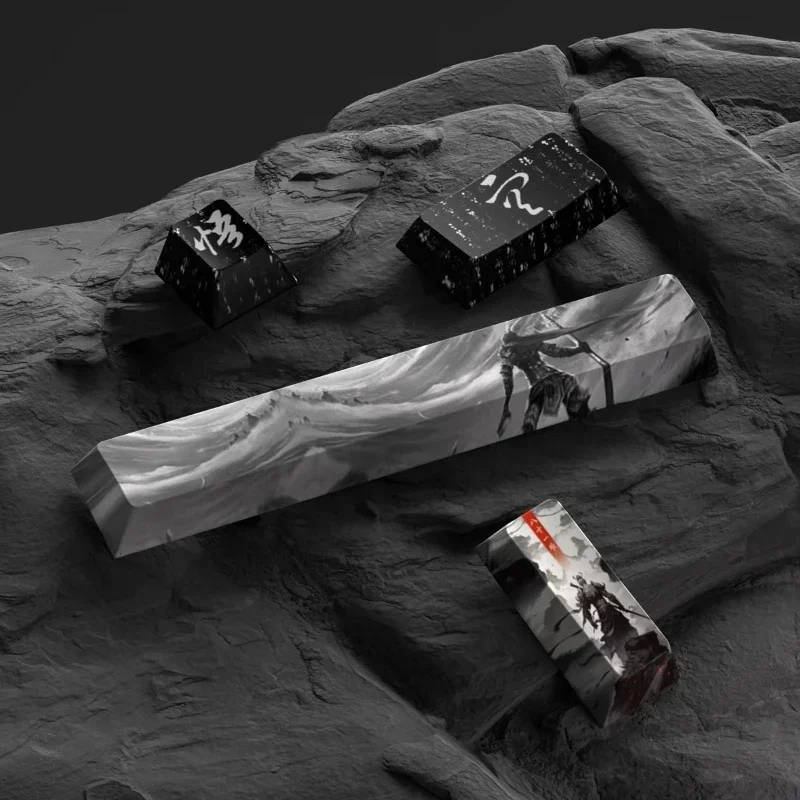 Negro Myth Wukong Anime Keycaps Set personalizado Cherry Profile PBT ESC Point Keycap Space para ATK otros teclados mecánicos inalámbricos - imagen 4