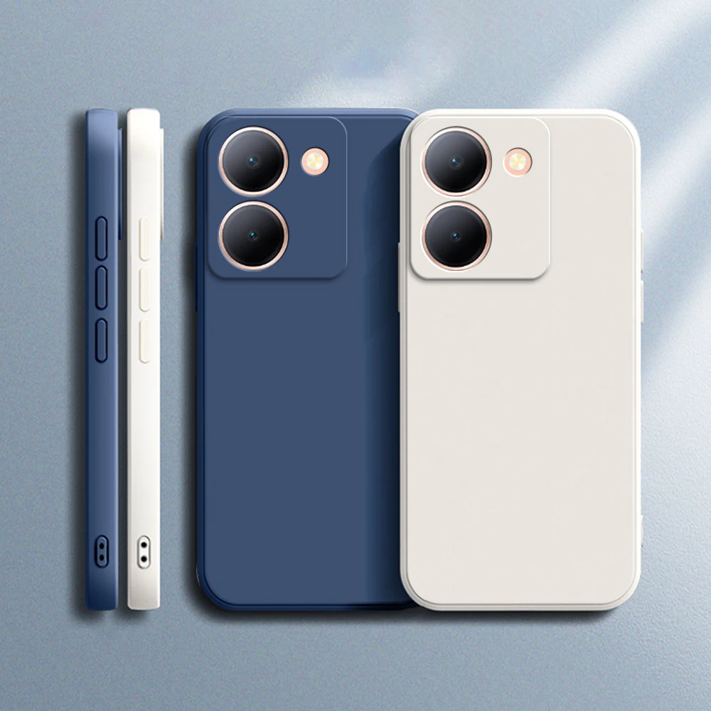 Funda de teléfono de silicona líquida para VIVO Y36 Y27 Y78 4G 5G carcasa blanda flocado interno a prueba de golpes de lujo - imagen 2