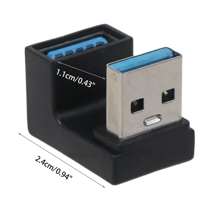 Adaptador USB tipo A, adaptador USB 3,0 en ángulo hacia arriba y hacia abajo, extensión macho A hembra de 180 grados, 5gbps, para ordenador portátil y PC - imagen 4
