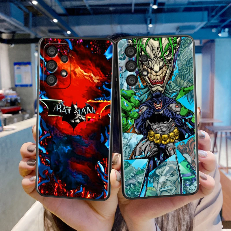 Lindo superhéroe Batman Logo para Samsung A55 A35 A25 A15 A14 A73 A53 A13 A05S A03S A02S A71 A52 A32 funda de teléfono suave negra - imagen 2