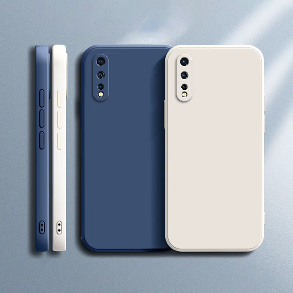 Funda de Color caramelo para VIVO Y7S, protección de cámara cuadrada de silicona líquida VIVOY7S, suave, fina, a prueba de golpes, lujosa y Original