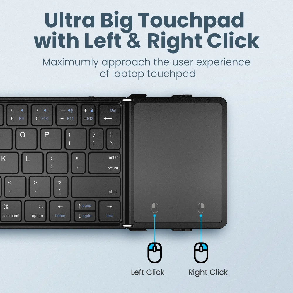 Teclado plegable inalámbrico con panel táctil, recargable, Bluetooth, para tableta, Ipad, iPhone - imagen 4