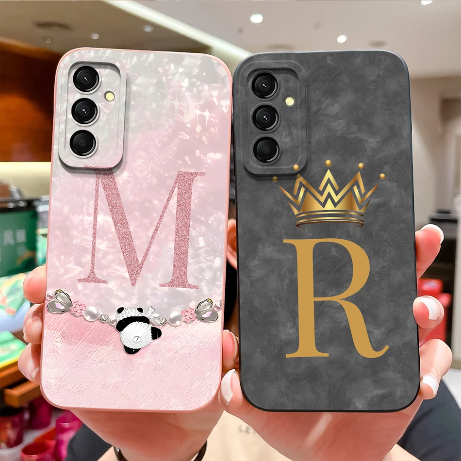 Funda para Samsung Galaxy A24 4G, bolsas de teléfono con letras de perlas brillantes para Samsung A 24, fundas traseras de protección completa de silicona líquida suave - imagen 2
