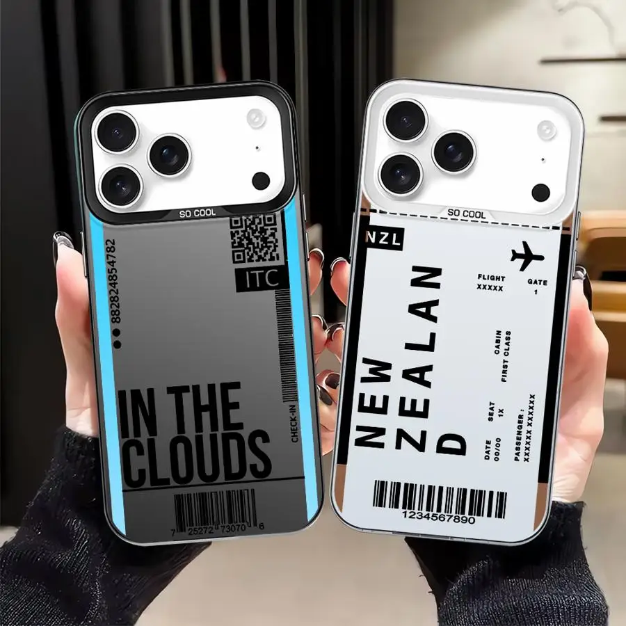 Funda trasera de teléfono para iPhone XS 16e 15 Plus 13 12 14 11 17Air XR 16 17 Pro Max pase de embarque creativo