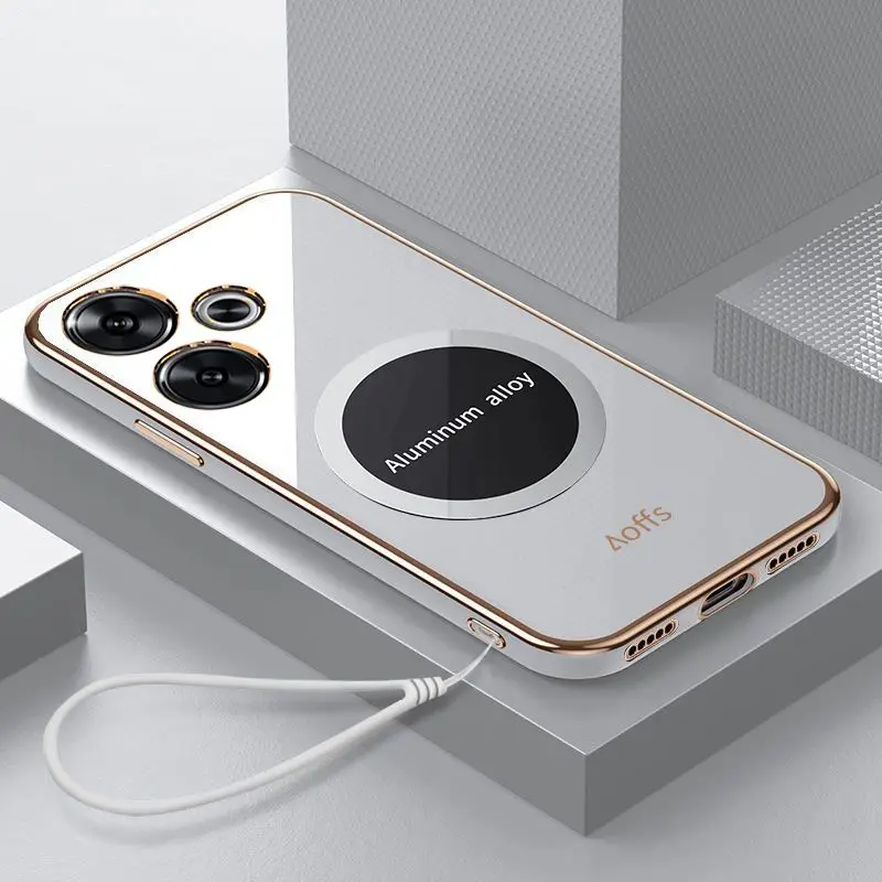 Funda trasera protectora delgada magnética para teléfono Xiaomi POCO F6 Pro, carcasa de TPU suave chapada, carcasa de teléfono - imagen 2