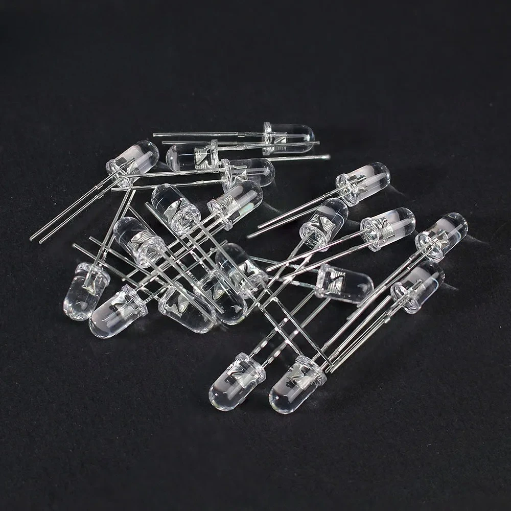 100 Uds 5MM diodo emisor de luz conjunto electrónico F5 diodos LED ultrabrillantes Kit surtido blanco verde rojo azul amarillo transparente - imagen 2