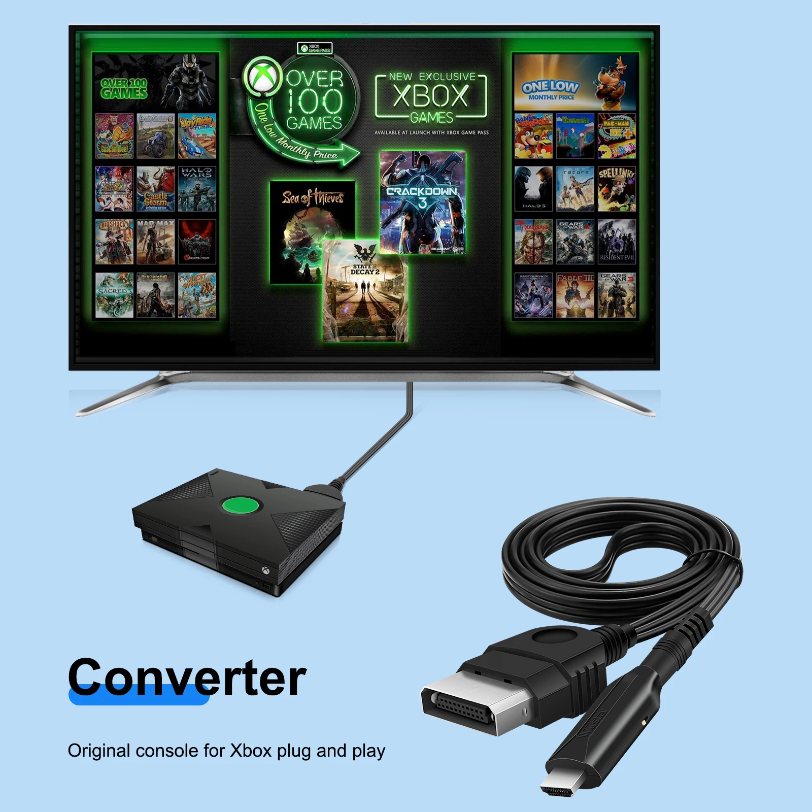 Cable de enlace HD para Xbox a HDMI, adaptador convertidor de Audio y vídeo Digital, Cable adaptador de 1m/3,2 pies para juego XBOX para Monitor HDTV - imagen 2