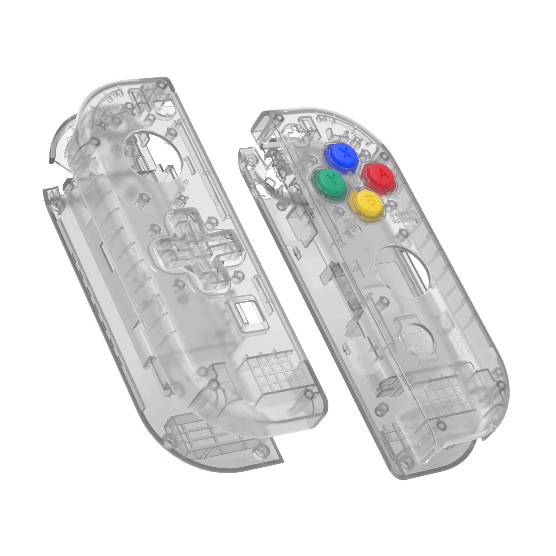 eXtremeRate Switch Gamepad Funda de repuesto Juego de botones de cubierta de carcasa para Nintendo Switch NS JoyCon y NS OLED JoyCon - Serie transparente