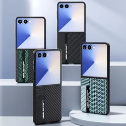 Para Samsung Galaxy Z Flip 7 funda dura de fibra de carbono MagSafe funda protectora trasera magnética para Z Flip 7 FE 6 5 carcasa de teléfono