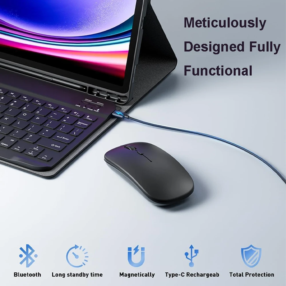 Funda para Samsung Galaxy Tab S9 FE, funda con teclado Bluetooth desmontable de 10,9 pulgadas para Samsung Tab S9 FE de 10,9 pulgadas SM-X510/X516B/X518U - imagen 5