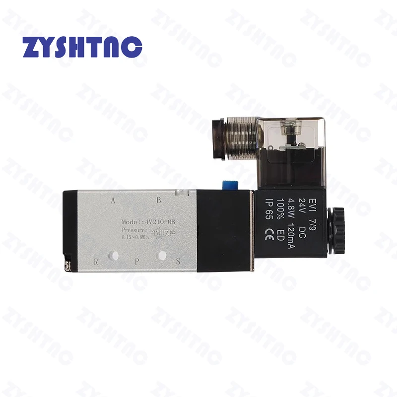 Bloque de válvula solenoide neumática de 12/24V CC 110/220V CA opción múltiple 4V210-08 con colector de Base de ajuste de silenciador 2/3/4/6 vías - imagen 4