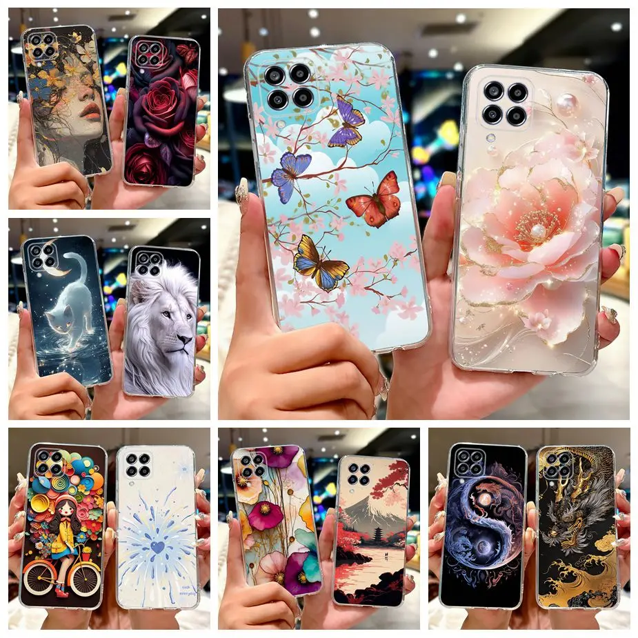 Para Samsung Galaxy M33 M53 funda SM-M336B SM-M536B funda pintada de flores coloridas funda de silicona suave para Samsung M33 M 53 5G bolsas