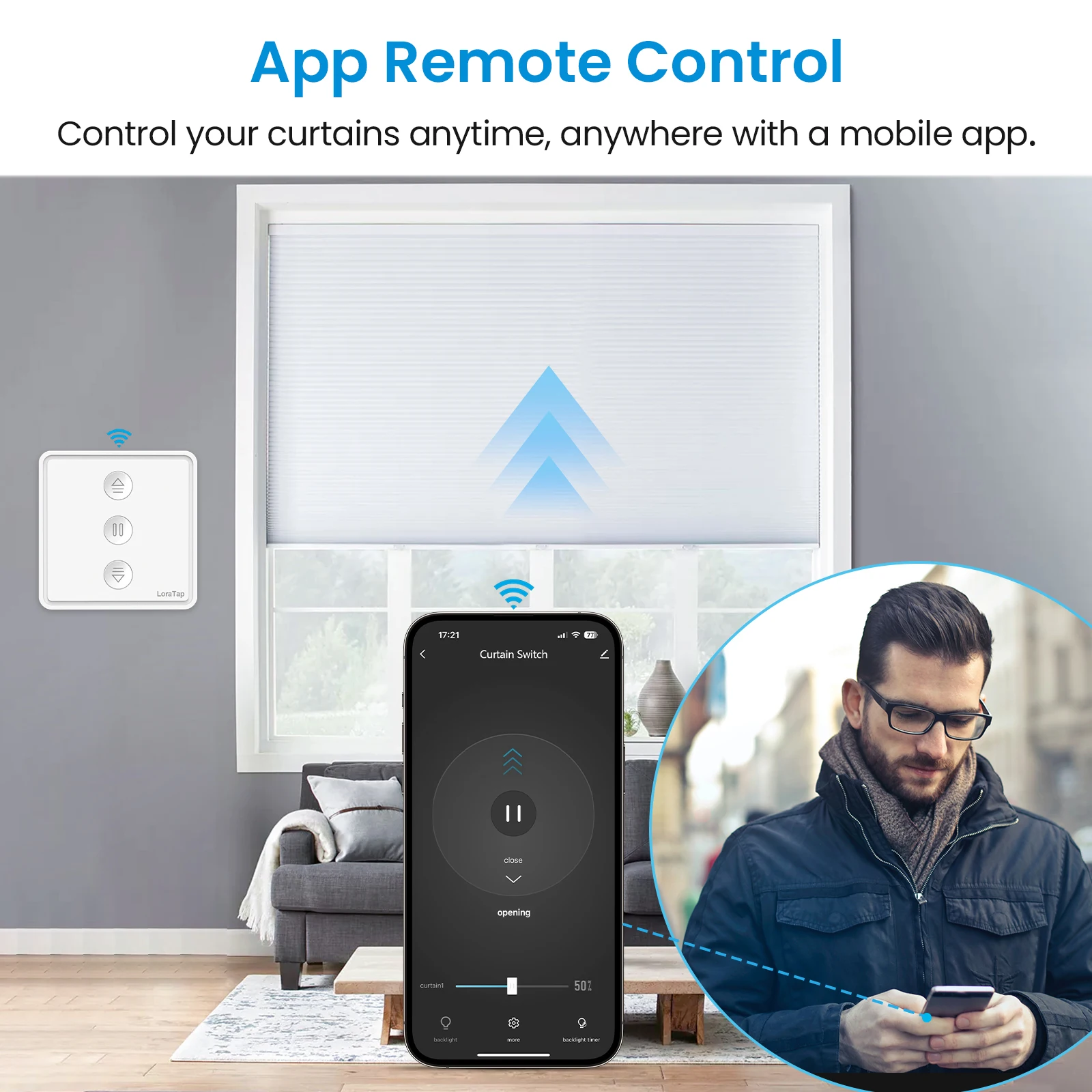 LoraTap Tuya Smart Life cortina persianas eléctricas interruptor de botón Control porcentaje casa domotica asistente de hogar Alexa - imagen 2