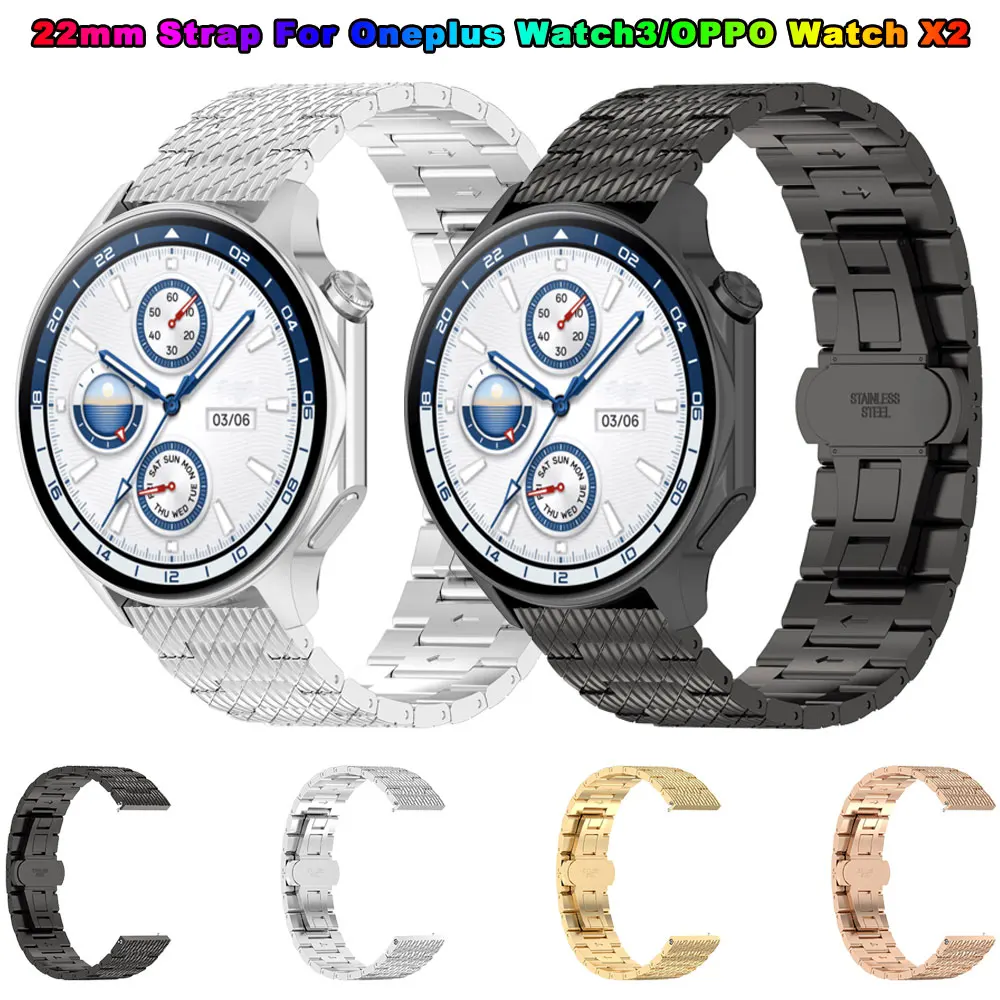 Correa de reloj de acero inoxidable para Oppo Watch X2, Correa para reloj inteligente, pulsera de Metal, Correa para Oneplus Watch 3 Watch3