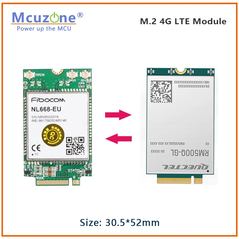 Módulo M.2 4G LTE, Raspberry Pi,NVIDIA sin controlador, CHIP eSIM, GPS,Compatible con interfaz 5G, 30x52mm CM4 fibocom NL668-EU ZTE - imagen 3