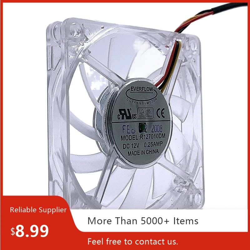 Para ventilador ultrafino Everflow de 70 mm R 127010 DM, 12V, 0,25A. Refrigeración para lámparas, CPU, fundas para matar mosquitos. - imagen 2