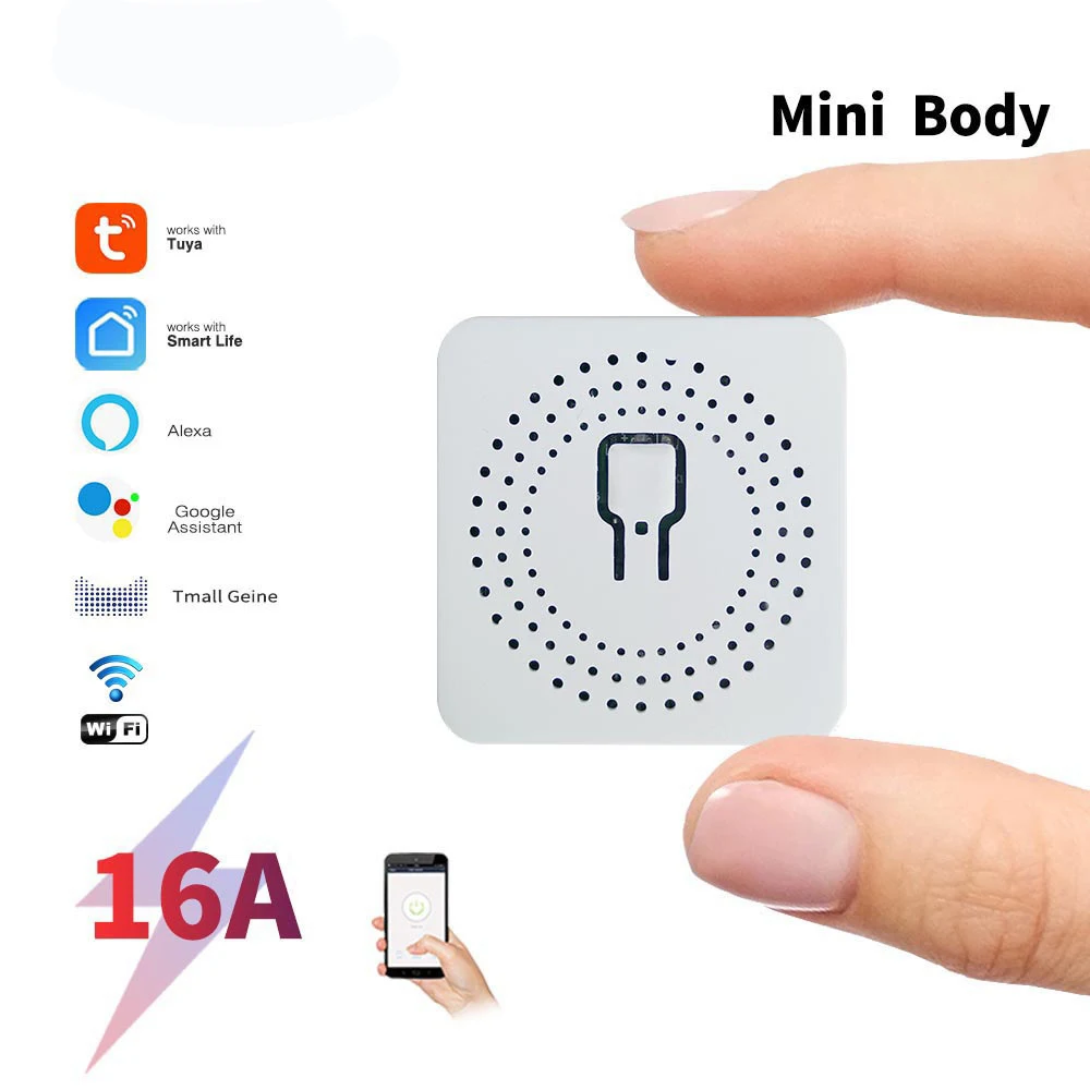 16A Mini Tuya Smart WiFi en casa interruptor inteligente Control de voz para Homekit Siri Alexa Google Alice con Monitor de potencia