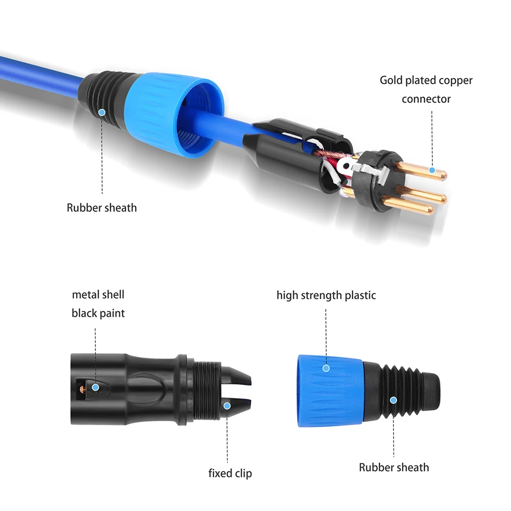 Cable de altavoz XLR chapado en oro de 3 pines macho a hembra, línea equilibrada, Cable de Audio XLR para micrófono, mezclador, estudio de grabación, 3/5M - imagen 5