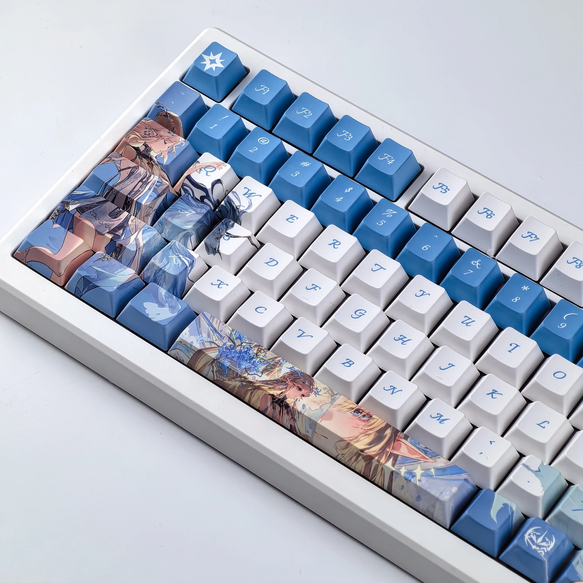 Cartethyia Keycaps Cherry Profile Anime Wuthering Waves PBT tinte sublimación Keycap azul juego de dibujos animados tapas de teclado mecánico - imagen 3