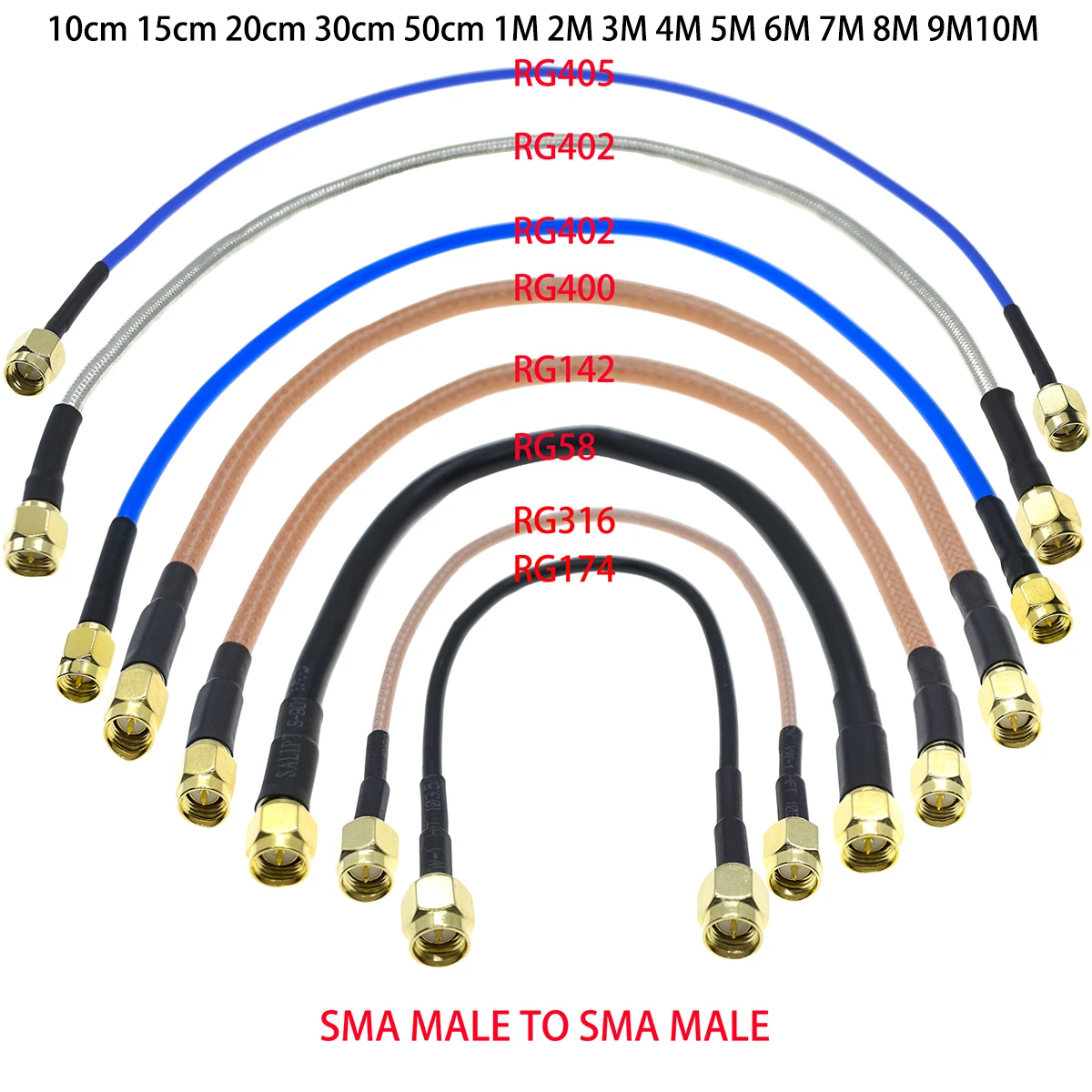 Cabo Coaxial SMA Macho - Jumper RF de Extensión Compatible RG316 RG58