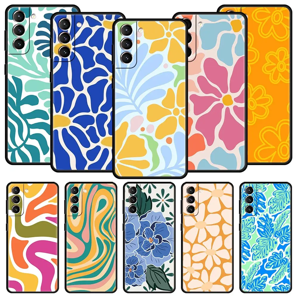 Funda de teléfono con mercado de flores abstractas para Samsung Galaxy S24 S23 S22 S20 Ultra S21 FE 5G S10 S9 Plus S10E S8 funda de silicona suave