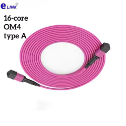 Cable de conexión de fibra óptica MPO, 16 núcleos, OM4 hembra tipo A, redondo, voilet, 1m, 3m, 5m, 10m, 15 20M, puente MTP, cable de parche de fibra óptica OM4