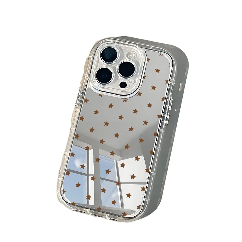 Funda de teléfono con espejo de estrellas ins para iPhone AIR 11 12 13 14 15 16 17Pro Max Plus anillo de lente anticaída - imagen 4