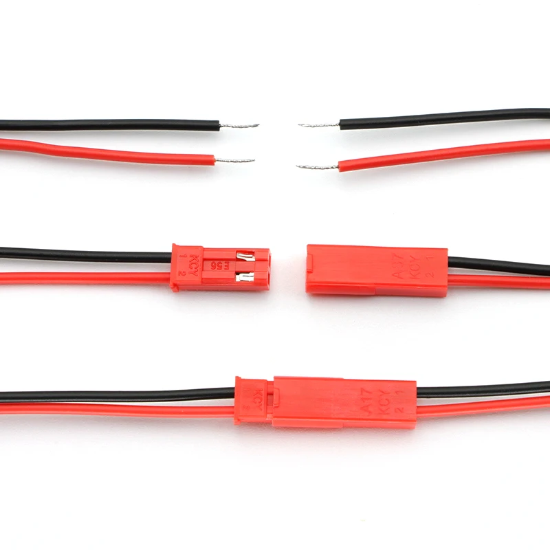 20/10 pares de conector de clavija JST de 20CM de largo, Cable de conector macho + hembra de 2 pines para juguetes RC, lámpara LED de batería - imagen 5