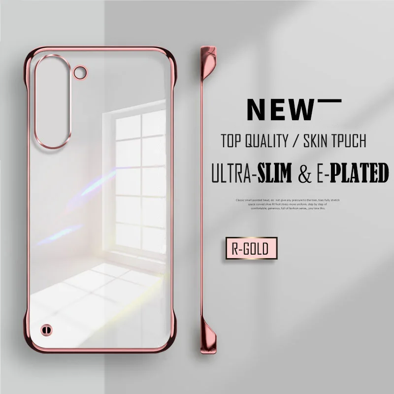 Funda de teléfono sin marco delgada transparente chapada para Samsung S25 S24 S23 FE Ultra Plus S25 Edge protección de lente cubierta trasera chapada - imagen 5