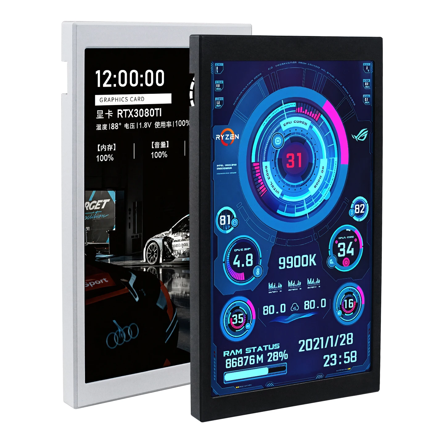 TURZX pantalla secundaria de 5,2 pulgadas interfaz de USB-C CPU GPU RAM pantalla inteligente 1280x720 soporte extender escritorio para Windows 10 11 - imagen 3