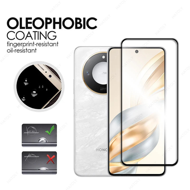 Vidrio templado para Honor X60, película protectora de borde negro para Honor X60, Protector de pantalla transparente, Protector de lente de cámara para Honor X60