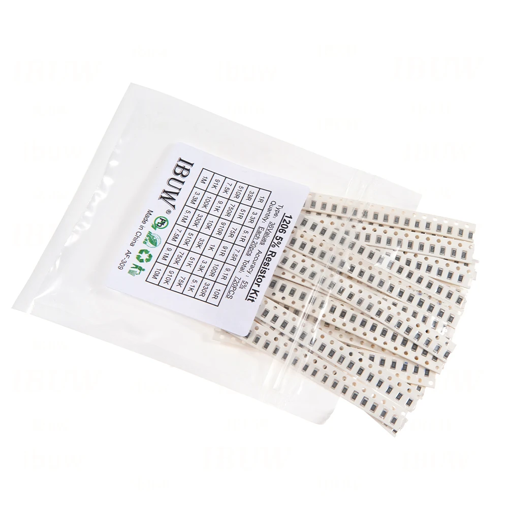 660pcs 200pcs 720pcs 4000pcs 0402 0603 0805 1206 1210 2512 smd resistor kit igmopnrq assorted kit 10k 100k 1k 1r 100r 220r 1% 5% - imagen 5