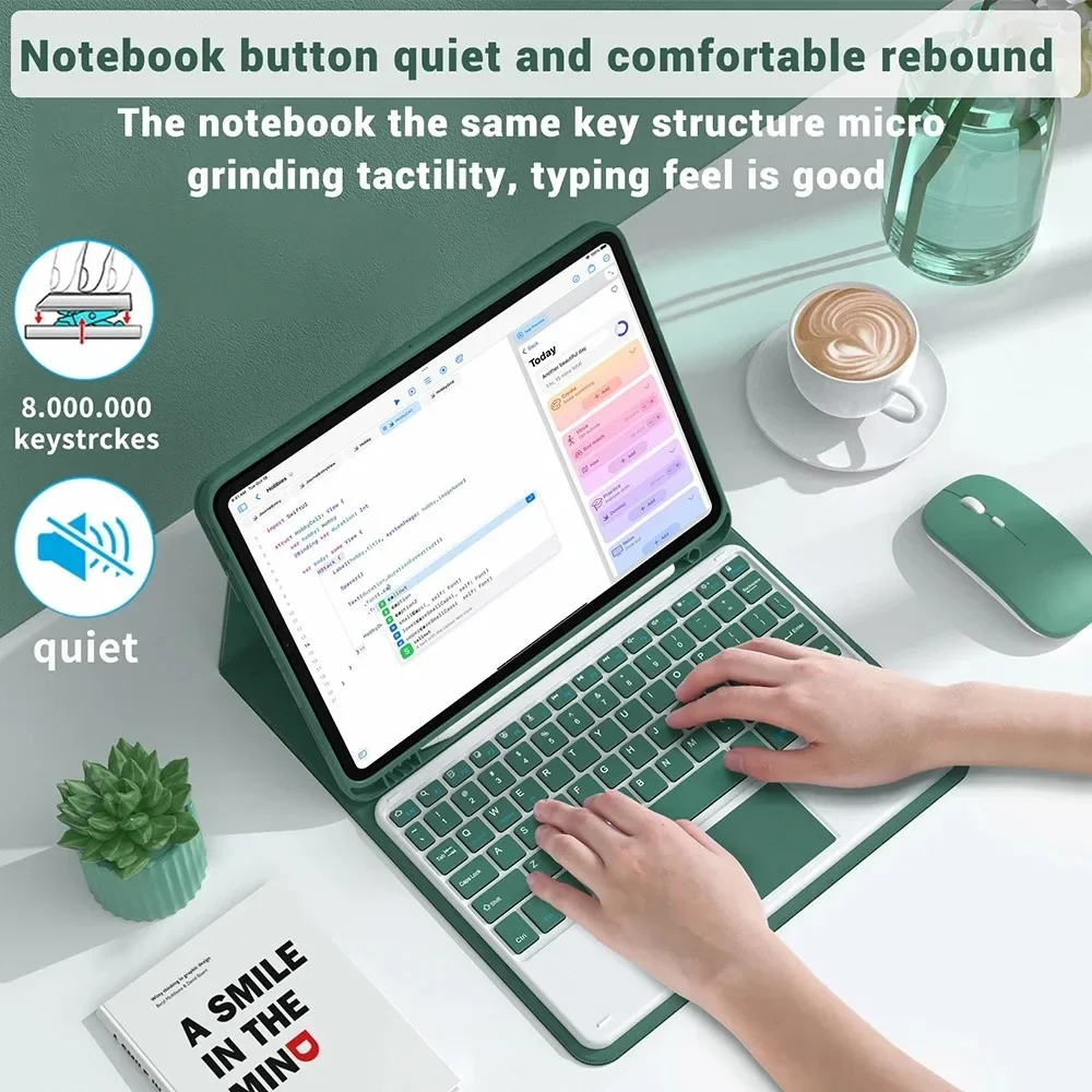 Funda para Samsung Galaxy Tab S6 lite, cubierta de teclado desmontable de 10,4 pulgadas para Samsung Tab S6 lite, SM-P610/P615, P613/P619 - imagen 3