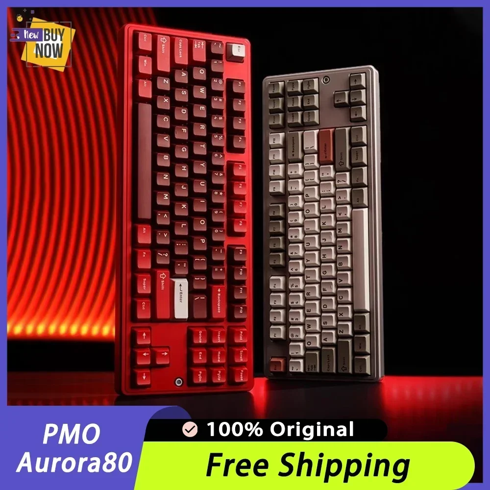 PMO Aurora80 Teclado mecánico inalámbrico Bluetooth teclado para juegos de aluminio de tres modos ARGB 1000HZ accesorios de juego PC Gamer