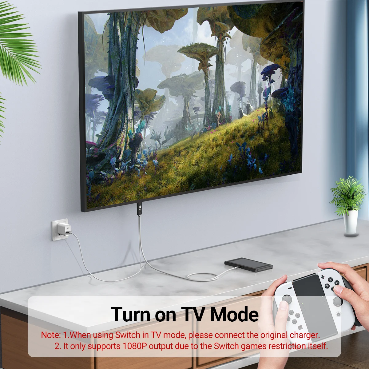 4K30Hz Type C to HDMI Cable USB to HDTV Adapter with USB 5V Power Supply With For Switch OLED/Phone/Notebook/Pad - imagen 3