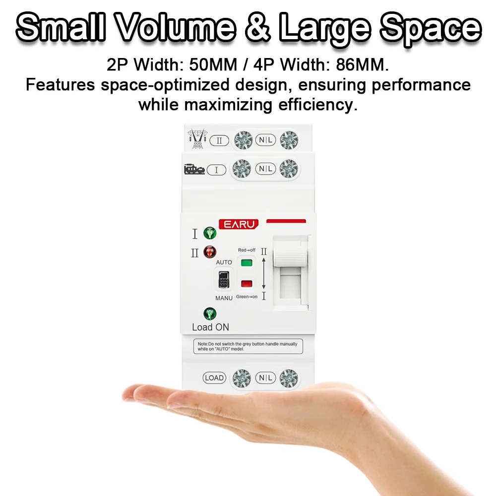 2P 4P 80A AC 230V 110V ATS Mini interruptor de transferencia automática interruptores selectores eléctricos de doble potencia potencia potencia ininterrumpida carril Din - imagen 3