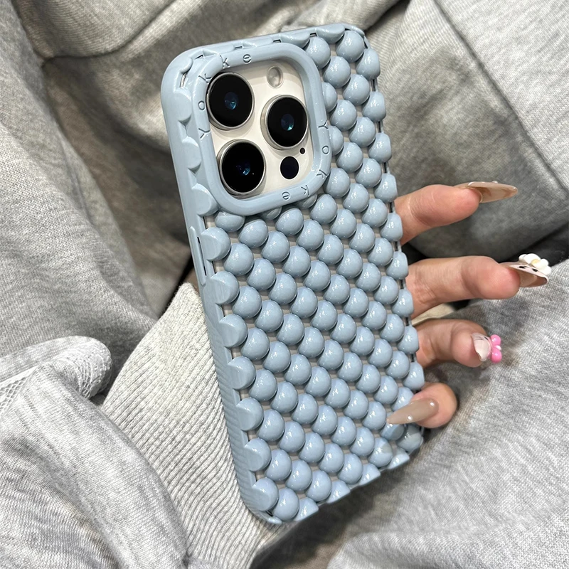 Funda de teléfono con disipación de calor, bolitas de bolas pequeñas de Color caramelo para iPhone 13, 14, 15, 16 Pro Max 17, funda trasera hueca de TPU suave de aire - imagen 5