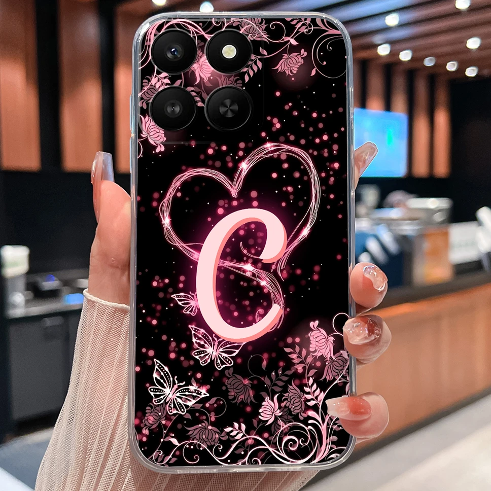Para Honor X7D X7A Funda de teléfono de lujo con letras de mariposa suave TPU Funda transparente de silicona para HonorX 7d X 7a parachoques ligero - imagen 5