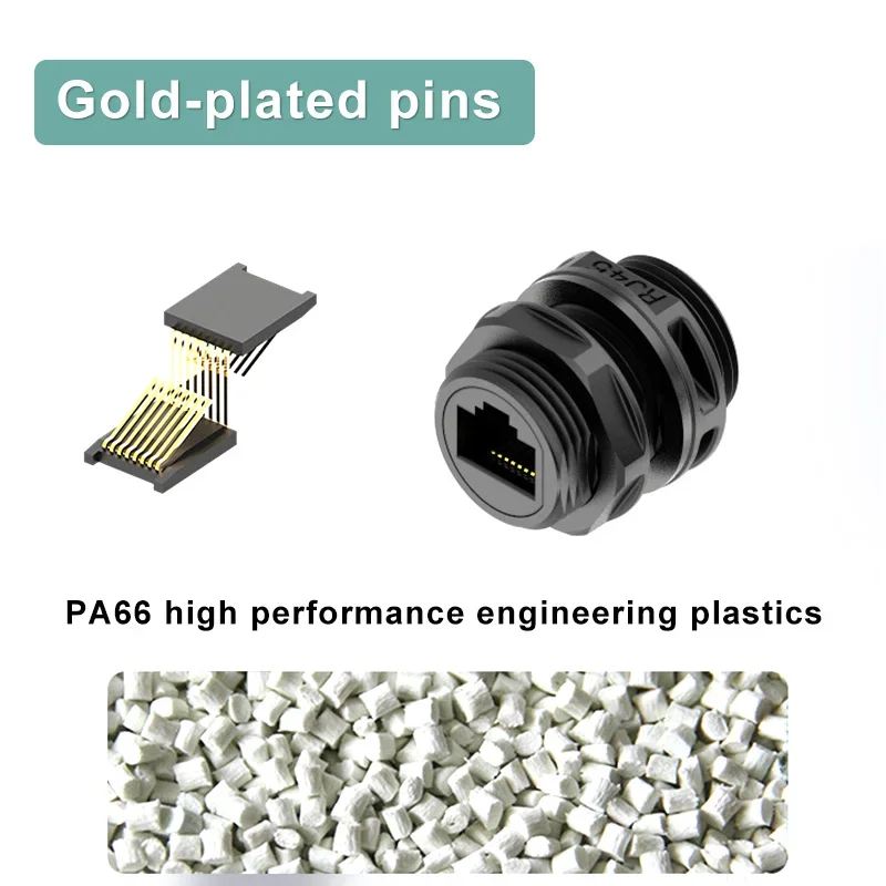 Conector de red RJ45 resistente al agua 8P8C enchufe de red recto 1.5A 125V rj45 conectores de red de comunicación de datos IP68 - imagen 2