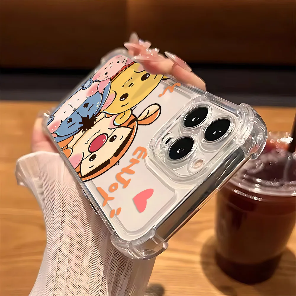 Bonita funda de teléfono Pooh Winnie Disneys para iPhone 16 15 14 13 12 11 Mini Pro Max X XR XSMax 7 8 Plus, funda transparente anticaída - imagen 4